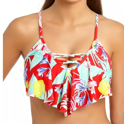 #ad California Waves Tropic Flounce Bikini Top $10.00