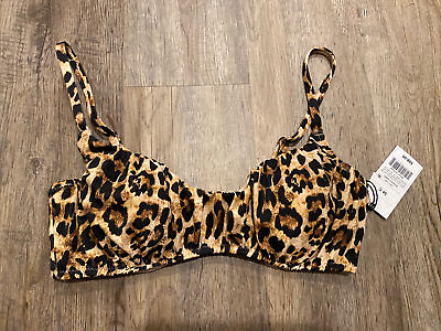 #ad Women#x27;s Pleated Front Bralette Bikini Top Shade amp; Shore Brown Animal Print $9.80