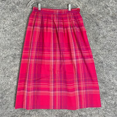 #ad Vintage Miss Pendleton 100% Virgin Wool Plaid Skirt Women#x27;s 14 Pink Midi Lined $17.83