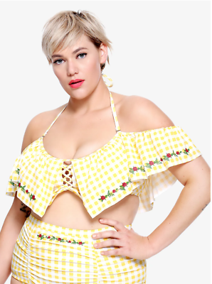 #ad #ad Disney Swim Bikini Two Piece Womens Plus 2X Beauty Beast Belle Gingham Flounce $42.99