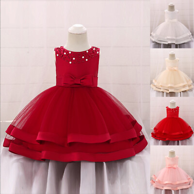#ad #ad Baby Girls Wedding Evening Party Flower Dress Summer Sleeveless Princess Dress $27.50