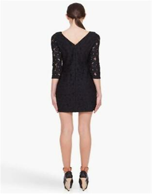 #ad NWT Diane von Furstenberg black Sarita Flower Lace cocktail dress long sleeves 2 $50.00