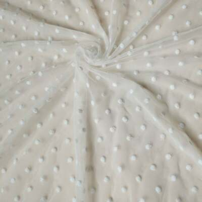 51#x27;#x27; Width Cotton Dots Embroidery Tulle Lace Fabric DIY Dress Bridal Veil 1 Yard $15.50