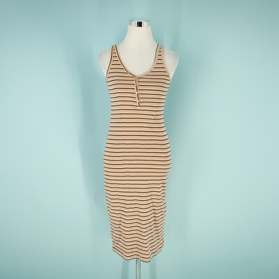 #ad Nordstrom Size Small S Dress Midi Stripe Body con Knit Scoop Neck Sleeveless $8.50