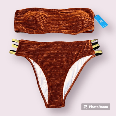 #ad CUPSHE Velvet Bandeau Bikini Set *NEW* $28.00