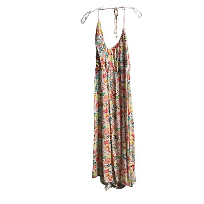 #ad Old Navy Womens Floral Maxi Dress Plus Size 3X Boho Smocked Halter Tie Neck $27.95