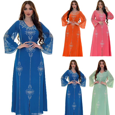 #ad Muslim Women Long Maxi Dress Abaya Kaftan Robe Dubai Loose Turkey Party Gown $33.15
