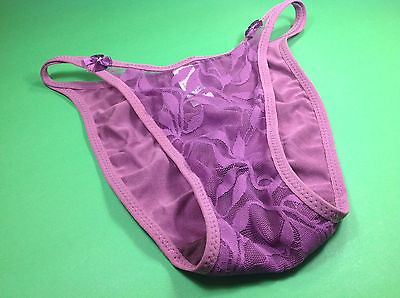 Women PantiesBikinis Size Small Violet Soft Silky W Netamp;Decoration $12.99