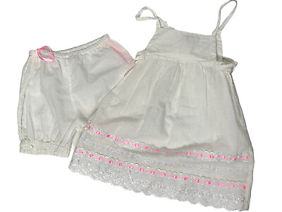 Le Petite Plage Girls Beach White 2pc b dress swing top bloomers $19.99