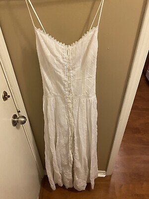 Vintage Bebe cottagecore fairy Lace white maxi dress button down size large $59.99