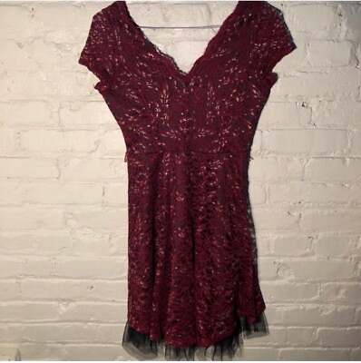 #ad ModCloth Red And Gold lace dress Size Medium $30.00