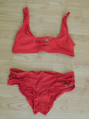 #ad #ad 2 Piece Bikini RED Juniors Size L Bra area is Lined New $8.96