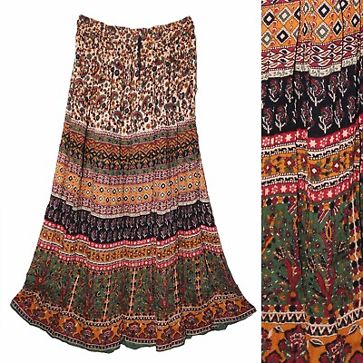#ad #ad Plus Size XL To 2X Indian Long Maxi Skirt For Women Retro Hippie Gypsy Boho P88 $29.99