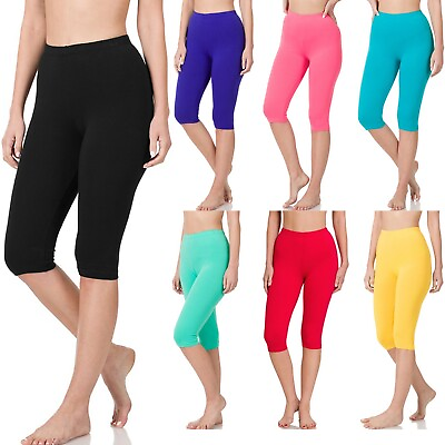 Womens Capri Leggings Soft Stretch Workout Fitness Crop High Waisted Yoga Pants $10.99