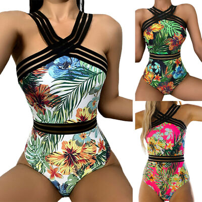 Women Retro Floral Bikini One Piece Monokini Beachwear Swimwear Swimsuit Bathing $15.67