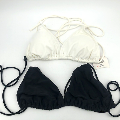 #ad OP BLACK AND WHITE SIZE LARGE AND XL TRIANGLE BIKINI TOPS LOT OF 2 $12.99