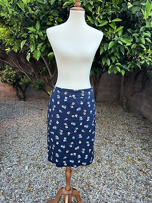 #ad Women’s Ann Taylor Floral Print Skirt Navy Blue Size 8 $10.97