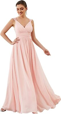 #ad Ever Pretty Dress Women#x27;s Backless Floor Length Bridesmaid Dress Pink UK Size 10 GBP 34.99