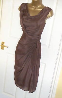 Phase Eight mocha ruched pencil wiggle party cocktail evening dress size 12 GBP 32.00