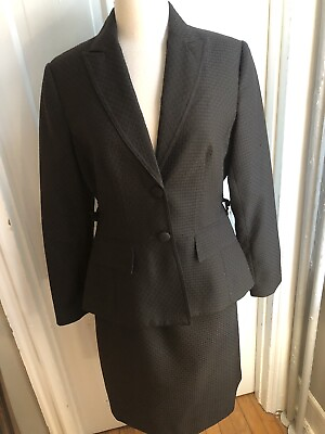 #ad GIORGIO SANT ANGELO BLACK SKIRT SUIT BUTTON FRONT SMALL TIES ON EACH SIDE SIZE8 $39.99