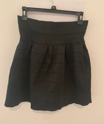 #ad Black mini skirt elasticized waist patterned back zipper $14.00
