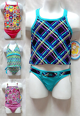 #ad girl swim Geo Hearts Floral 2pc Tankini swimsuit sizes 4 5 6 10 12 Angel Beach $15.49