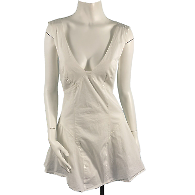 #ad Free People White Eye Catching Mini Dress Fit amp; Flare Tie Back Size Medium $39.99