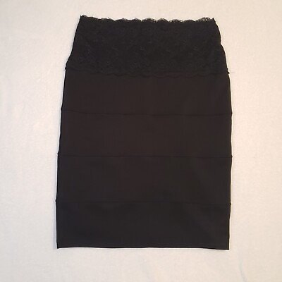 #ad Slimfabulous Ladies Black Polyester Mid Length Pull On Pencil Skirt Size Medium $12.00