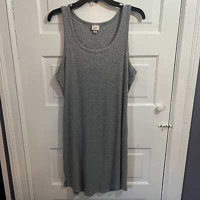 A New Day Women#x27;s Rib Knit Tank Dress Gray Stretch Summer Size Large $8.00