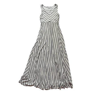 #ad Athleta Stripe Gray amp; White Dreamin’ Chevron Stripe Maxi Dress Women#x27;s Size S $29.99