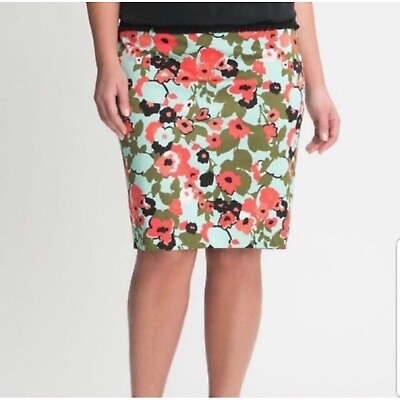 #ad NWT Lane Bryant Floral Printed Cotton Straight Pencil Skirt Plus Size 28 $24.99