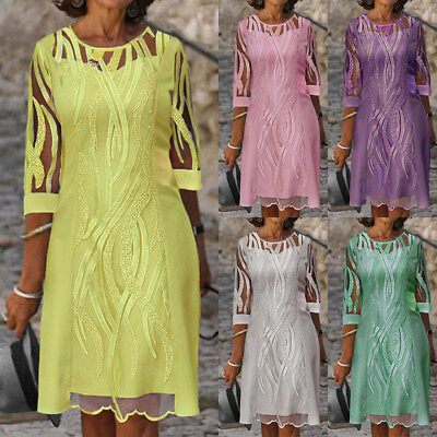 #ad Plus Size Women Boho Floral Casual Baggy Tunic Dress Summer Beach Sundress S 3XL $32.05