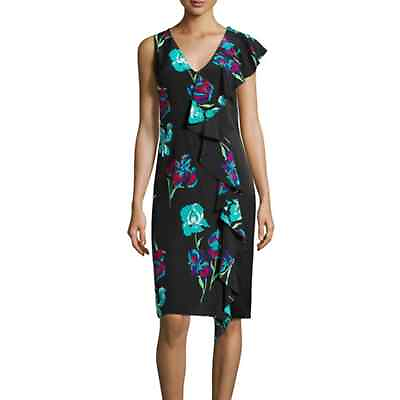 #ad Sleeveless Floral Print Ruffled Cocktail Dress 2 $190.00