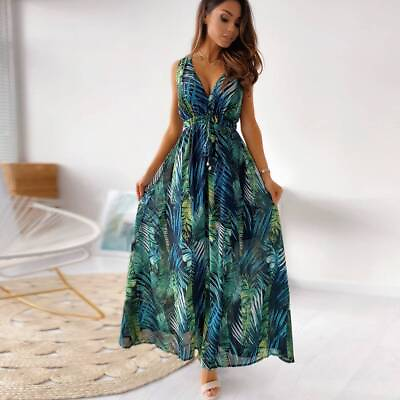 #ad Womens Floral Boho Long Maxi Dress Summer Holiday Beach Kaftan Swing Sundress US $20.42