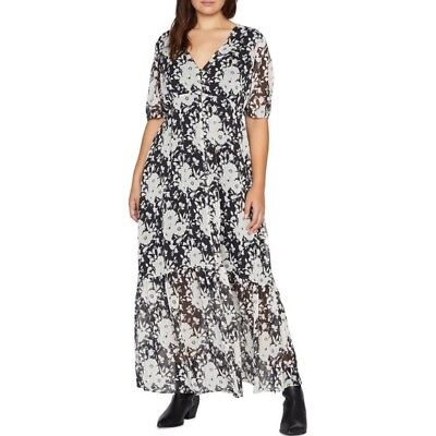 #ad #ad Sanctuary NWT Florence Puff Sleeve V Neck Maxi Dress Black amp; White Floral 2 New $49.99