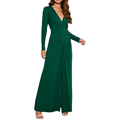 #ad #ad Women#x27;s V Neck Evening Dress Long Sleeve Side Split A Lined Party Cocktail Gowns $8.27