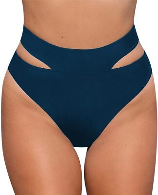 #ad popvil High Waisted Bikini Bottoms for Women Full Coverage Cutout Swimsuit Botto $130.43