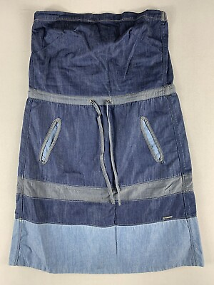 Diesel Ardith Strapless Denim Dress WOMENS SMALL BLUE Patchwork Boho Country $26.24