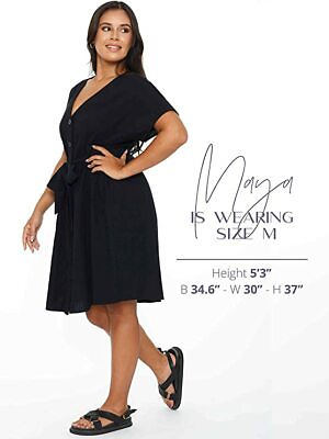 #ad CASUAL SUMMER DRESSES FOR WOMEN WOMEN#x27;S COTTON SHORT SLEEVE DRESS BLACK $12.95