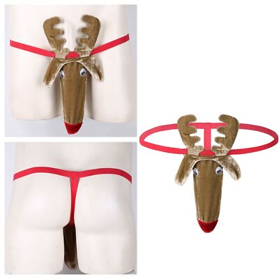 #ad Mens Christmas Reindeer Funny Bikini Briefs Bulge Pouch G String Thong Underwear $6.50