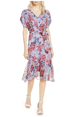 #ad CHELSEA28 NEW $89 V Neck Floral Print Faux Wrap Dress XS $10.00
