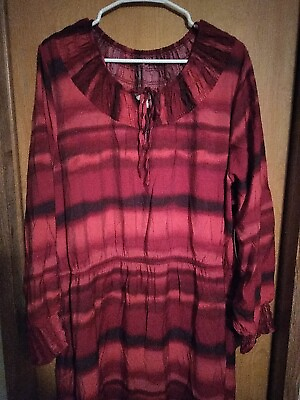 #ad 3X Terra amp; Sky Peasant Tiered Long Sleeved Maxi Dress Tuscan Rose Plus Size $17.99