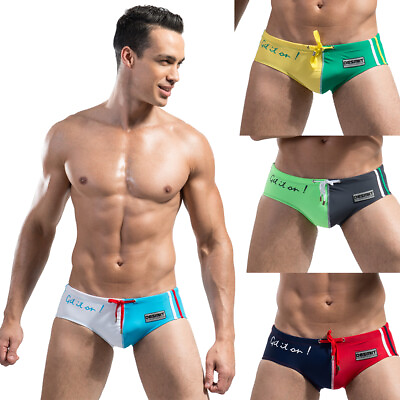 #ad Desmiit Men Low waist Sexy Swimwear Beach Shorts Quick dry Swim Trunk Briefs $12.99