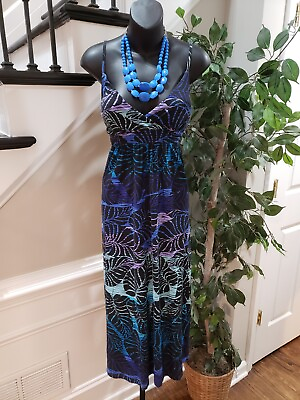 #ad Currants Women#x27;s Multicolor Polyester Sleeveless V Neck Long Maxi Dress Large $28.00