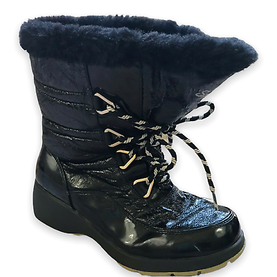 #ad Sporto Womens Boots Size 6.5M 6.5 M Black Patent Insulated Crinkle Winter $36.00