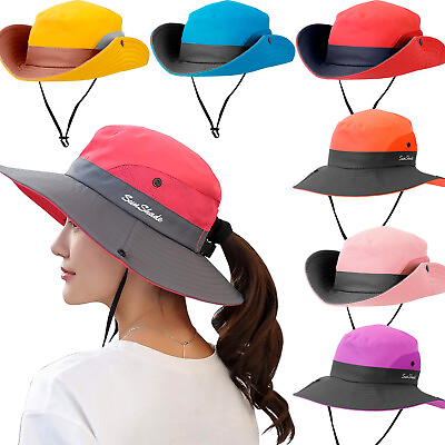 Wide Brim Sun Hat Breathable Bucket Cap Summer Fishing UV Protection Cotton Cap $9.99