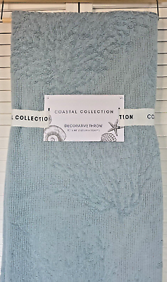 #ad Coastal Collection Decorative Throw Beach Blue Coral Woven 100% Cotton 50 x 60 $42.31