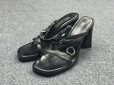 #ad Harley Shoes Womens Size 5 Black Heels 81469 Black Leather Slip On $39.95