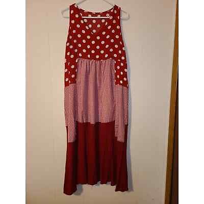 #ad Womens Long Maxi Dress Large Polka Dots Sleeveless V Neck Stylish Pullover EE $14.00