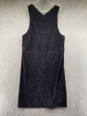 HSZ Vintage Corduroy Maxi Long Sleeveless Black Pocket Dress Womens Size Large $15.99